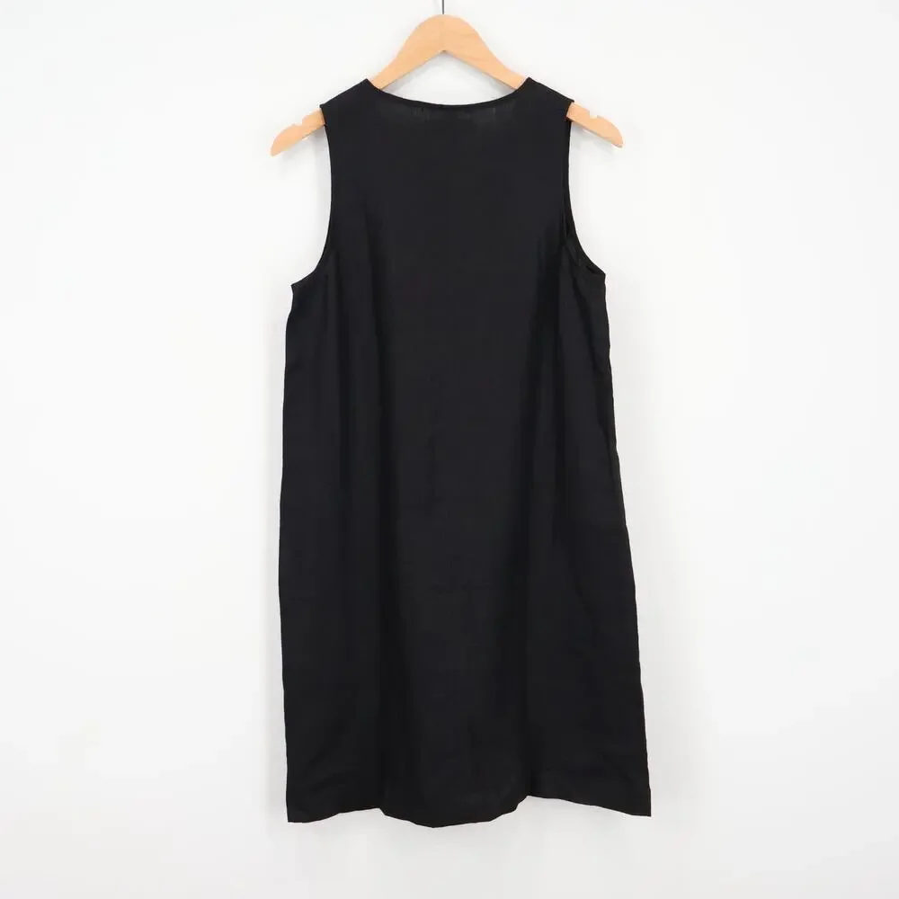American Giant Women's Linen V Neck Sleeveless Dress Black Size Medium NWOT - Picture 5 of 6